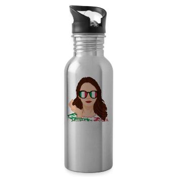 Sport Italien, Fußball, Outfit für Sportfan - Trinkflasche mit integriertem Trinkhalm - Lightsilver - Rechts