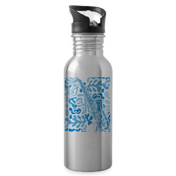 Musik Feiern: Saxophon Rock 'n' Roll -Künstler - Trinkflasche mit integriertem Trinkhalm - Lightsilver - Rechts