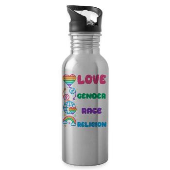 Love A Statement for Equality Diversity - Water bottle with straw - silver - Right