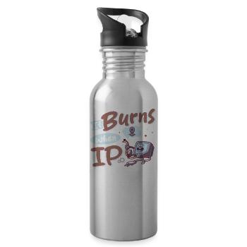 Lustiger Spruch "It Burns when i Pee"! - Trinkflasche mit integriertem Trinkhalm - Lightsilver - Rechts