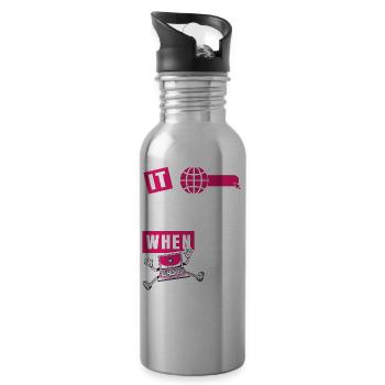 Lustiger Spruch "It Burns when i Pee"! - Trinkflasche mit integriertem Trinkhalm - Lightsilver - Rechts