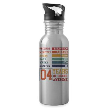 4 ans ! Cadeau d’anniversaire pour 4 ans - Gourde avec paille intégrée - argent clair - Droite