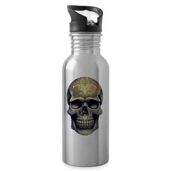 Luxueux crâne décoré gothique d’Halloween - Gourde avec paille intégrée - argent clair - Droite