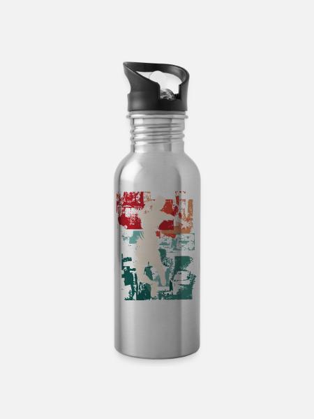 Badminton Badminton Sport Player Vintage Retro - Gourde avec paille intégrée - argent clair