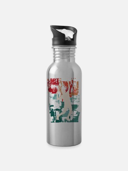 Tennis Tennisspieler Spieler Vintage Retro Bunt - Trinkflasche mit integriertem Trinkhalm - Lightsilver
