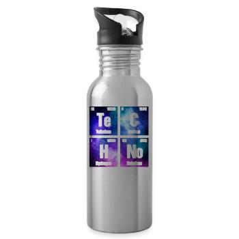 Techno House Party EDM Festival Goa Electro Rave - Trinkflasche mit integriertem Trinkhalm - Lightsilver - Rechts