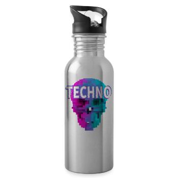 Techno House Party EDM Festival Goa Electro Rave - Gourde avec paille intégrée - argent clair - Droite
