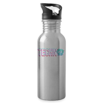 Techno House Party EDM Festival Goa Electro Rave - Water bottle with straw - silver - Right