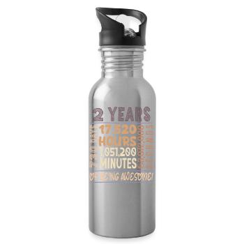 2 ans ! Cadeau d’anniversaire pour les 2 ans - Gourde avec paille intégrée - argent clair - Droite