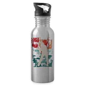Golf Golfen Golfspieler Sport Hobby Club Vintage - Trinkflasche mit integriertem Trinkhalm - Lightsilver - Rechts