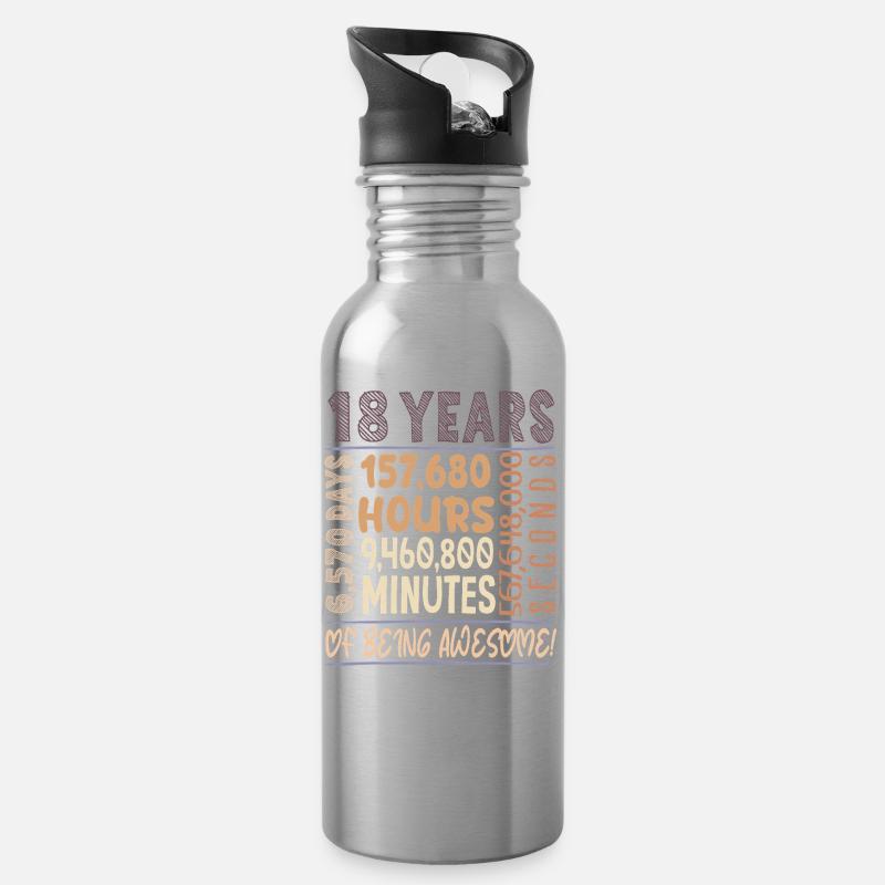 18 ans ! Cadeau d’anniversaire 18e anniversaire - Gourde avec paille intégrée - argent clair