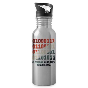 Science Nerd Physics Student Jokes Geek - Water bottle with straw - silver - Right