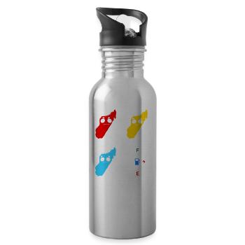 Madagascar Stimmungslevel Glücklich bis Ohne Sprit - Trinkflasche mit integriertem Trinkhalm - Lightsilver - Rechts