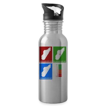 Madagascar Stimmungslevel Glücklich bis Ohne Sprit - Trinkflasche mit integriertem Trinkhalm - Lightsilver - Rechts