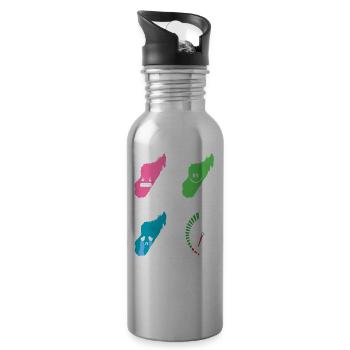 Madagascar Stimmungslevel Glücklich bis Ohne Sprit - Trinkflasche mit integriertem Trinkhalm - Lightsilver - Rechts
