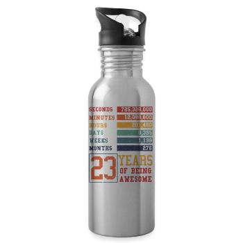 23 years old! Birthday Gift 23rd Birthday - Water bottle with straw - silver - Right