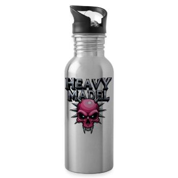Biker Rocker, Heavy Rock, Punk, Hard Girl Metal - Trinkflasche mit integriertem Trinkhalm - Lightsilver - Rechts