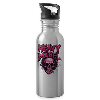 Biker Rocker, Heavy Rock, Punk, Hard Girl Metal - Trinkflasche mit integriertem Trinkhalm - Lightsilver - Rechts