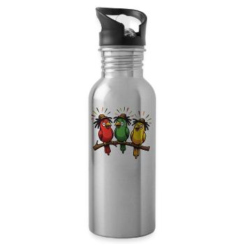 3 petits oiseaux rastafaris rasta jamaïcaine reggae - Gourde avec paille intégrée - argent clair - Droite