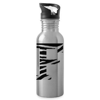 Buchstabe f Zebra - Trinkflasche mit integriertem Trinkhalm - Lightsilver - Rechts