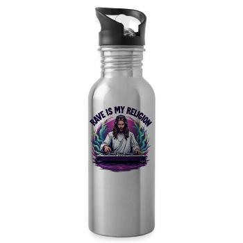 Rave Techno House Party EDM Festival Goa Electro - Trinkflasche mit integriertem Trinkhalm - Lightsilver - Rechts
