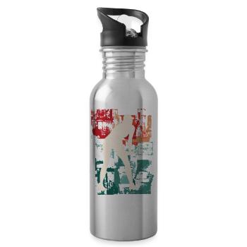 Tennis Tennis Player Woman Sport Vintage Retro - Water bottle with straw - silver - Right