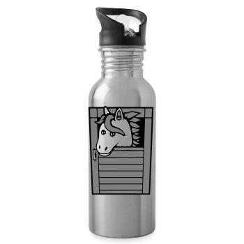 Horse Stable Pony Horse Peeps Cute - Water bottle with straw - silver - Right