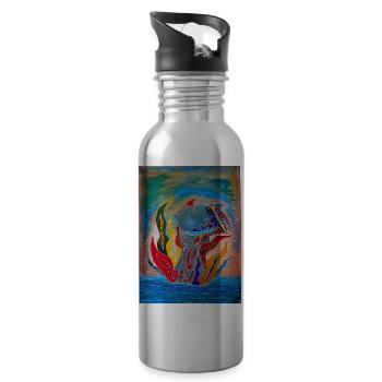 Colorful Maritime Dream - Water bottle with straw - silver - Right