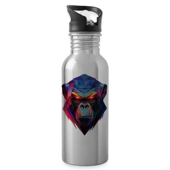 Geometrischer Neon-Gorilla - Trinkflasche mit integriertem Trinkhalm - Lightsilver - Rechts