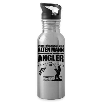 Lustiges Weihnachtsgeschenk für Angler - Trinkflasche mit integriertem Trinkhalm - Lightsilver - Rechts