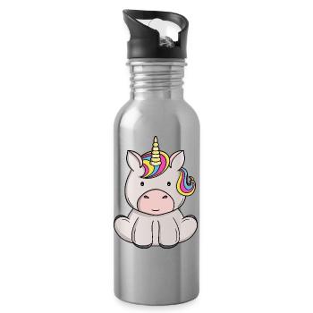 Niedliche magische Einhorn-Kawaii-Regenbogenpony-Zeichentrickserie - Trinkflasche mit integriertem Trinkhalm - Lightsilver - Rechts