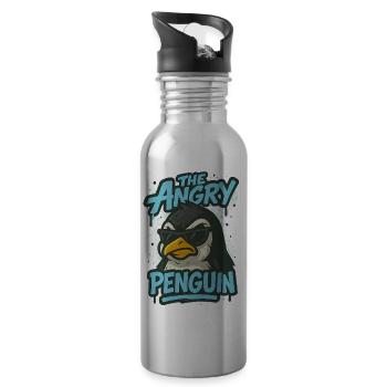 The Annoying Penguin - Water bottle with straw - silver - Right