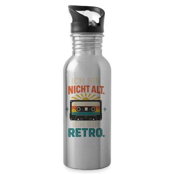 Ich bin nicht alt, ich bin retro – Spruch - Trinkflasche mit integriertem Trinkhalm - Lightsilver - Rechts