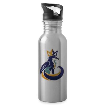 König Fuchs Logo Krone Maskottchen Wappen - Trinkflasche mit integriertem Trinkhalm - Lightsilver - Rechts