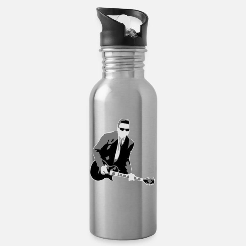 Gitarrist 50er Jahre - Trinkflasche mit integriertem Trinkhalm - Lightsilver