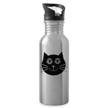 Katze (Schlafzimmerblick) - Water bottle with straw - silver - Right