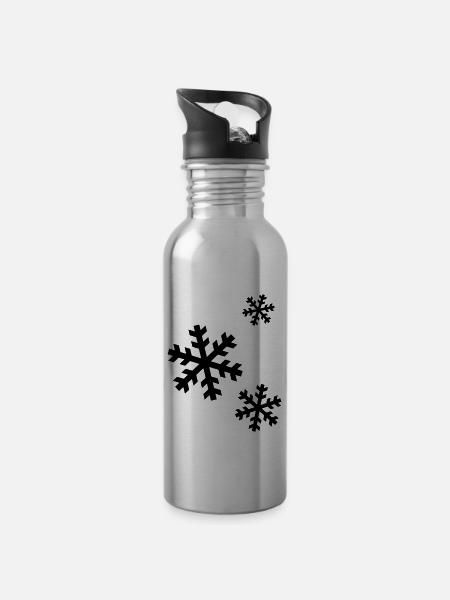 neige / neige - Gourde avec paille intégrée - argent clair