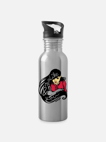 Like me and you - Water bottle with straw - silver