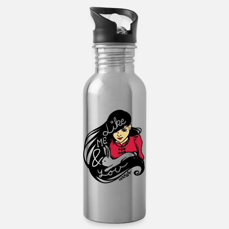 Like me & you - Trinkflasche mit integriertem Trinkhalm - Lightsilver