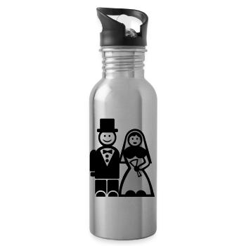Hochzeit - Trinkflasche mit integriertem Trinkhalm - Lightsilver - Rechts