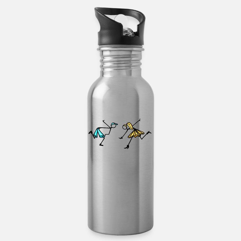 la_coppia_1 - Trinkflasche mit integriertem Trinkhalm - Lightsilver