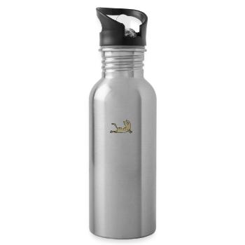 yoga namastay home cat Katze sport kobra position - Trinkflasche mit integriertem Trinkhalm - Lightsilver - Rechts