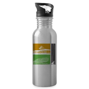 Modell 26 - Forelle und Äsche - Trinkflasche mit integriertem Trinkhalm - Lightsilver - Rechts