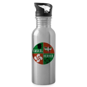 Pays Basque - Gourde avec paille intégrée - argent clair - Droite
