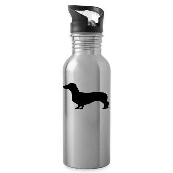 Hund - Dackel - Trinkflasche mit integriertem Trinkhalm - Lightsilver - Rechts