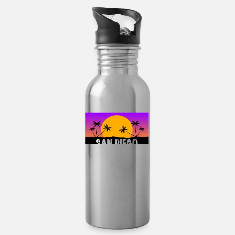 San Diego Shirt ! - Trinkflasche mit integriertem Trinkhalm - Lightsilver
