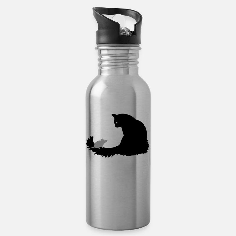 Cat & Mouse - Gourde avec paille intégrée - argent clair