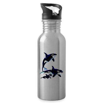 Killer Whale Family - Trinkflasche mit integriertem Trinkhalm - Lightsilver - Rechts