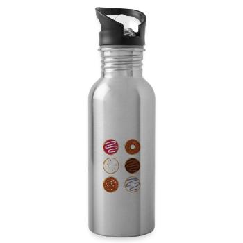 Funny Check out my six pack T-Shirt - Water bottle with straw - silver - Right