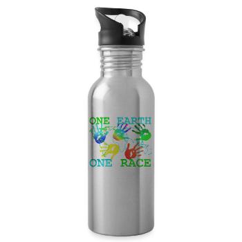 Anti Rassismus T-Shirt - Eine Erde Eine Rasse - Trinkflasche mit integriertem Trinkhalm - Lightsilver - Rechts